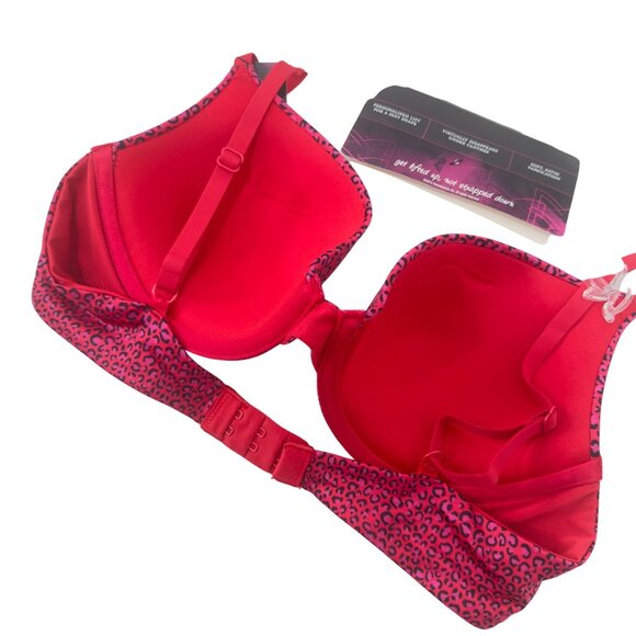 Maidenform Love The Lift Demi Coverage Push-Up Bra 36B  Red-Pink Leopard Print - Picture 6 of 12